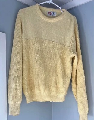 Vintage 90s Isle Of Cotton Made in USA Yellow Sweater Men’s M - Image 1 of 3