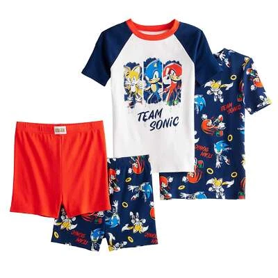Sonic the Hedgehog Pijama Conjunto Pantalones Cortos Camiseta Pantalones Niño 6 8 10 Algodón 4 Piezas Niños Foto 1 de 4