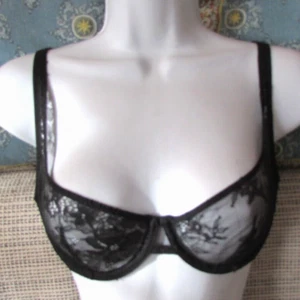 Damen SKIMS Ultrafeine Spitze Halbschale Demi Bügel BH Onyx Schwarz Größe 34C - Bild 1 von 4