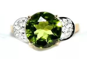 Peridot Gold Ring 9ct 2.90g Huge 10mm Pakistan Peridot Gem N/7 UK Hallmarks - Picture 1 of 16