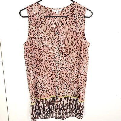 Cabi Top Womens Small Leopard Print Button Front Shell Lightweight Colorful - Image 1 of 4