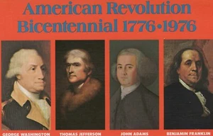 Founding Fathers of America Bicentennial Celebration Chrome Vintage Post Card - Picture 1 of 4