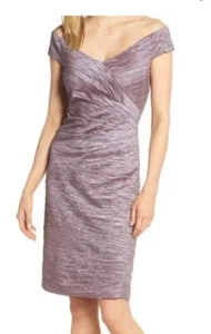 New Eliza J Women's Dress Sz 2 Purple Off The Shoulder Ruched Taffeta Lilac - Picture 1 of 13
