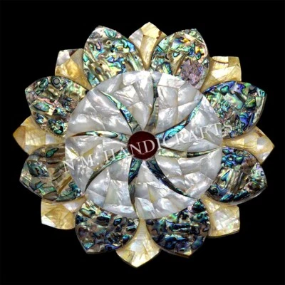 Frutero de mármol de 10", incrustación de piedras preciosas, llamativa decoración de mesa frutero seco Foto 1 de 4