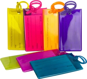 7 Pack Luggage Tags for Suitcases, Flexible Silicone ID Identification Labels S - Picture 1 of 12