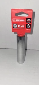 Craftsman 1/2-inch Drive Socket 12 pt 15 mm Deep Socket Metric - Picture 1 of 2