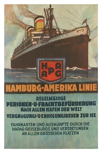 HAPAG North German Lloyd Poster 12 x 18 - Picture 1 of 4