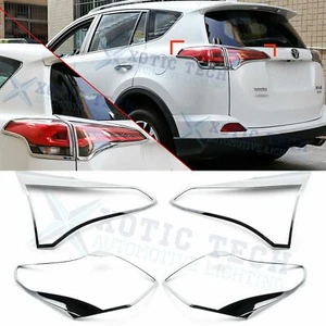 4x ABS cromado lámpara trasera cubierta de luz trasera adornos moldeado para Toyota RAV4 2016-2018 - Imagen 1 de 12