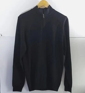 Jameson Carter knitted long sleeve quarter zip jumper collar BLACK SIZES S - Picture 1 of 6