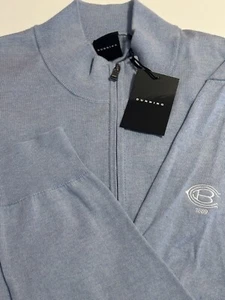 NWT New Dunning Cashmere Silk Men XL 1/4 Zip golf Sweater BCC 1889 Binghamton - Picture 1 of 3