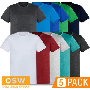 5 X MENS AERO COTTON-FEEL HEATHERED MARLE MODERN ATHLECTIC ANTI-FADE TEES - Imagen 1 de 1