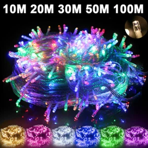 10-100M LED Fairy Lights Mains Plug In Xmas Party Garden Wedding Outdoor Decor - Picture 1 of 40