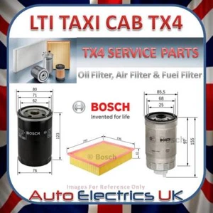 TX4 LONDON TAXI LTI OIL AIR FUEL FILTER SERVICE KIT BOSCH NEW TX ENGINE  - Picture 1 of 1