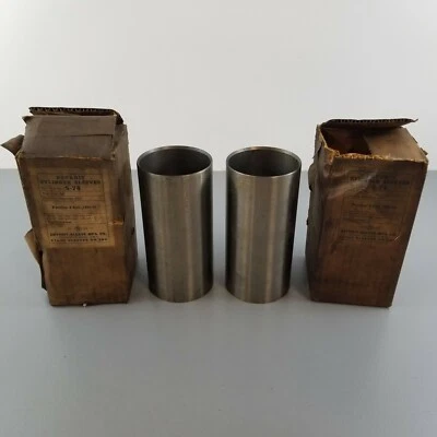 2 New NOS Detroit S-74 CYLINDER SLEEVES 1950-54 Pontiac 8 Cyl 3 3/8" Cylinder  - Image 1 of 4