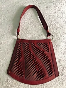 ENZO Angiolini kleine Schultertasche Vintage burgund gedreht Leder - Bild 1 von 11