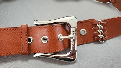 Guess Leather Belt Brown Big Buckle Size Small Genuine Leather 1.5" - Image 1 of 4