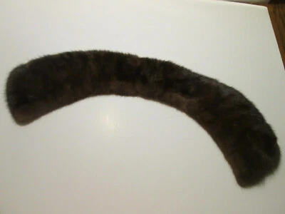 Calentador de cuello con volantes de piel de zorro mapache visón vintage 23" marrón chocolate Foto 1 de 4