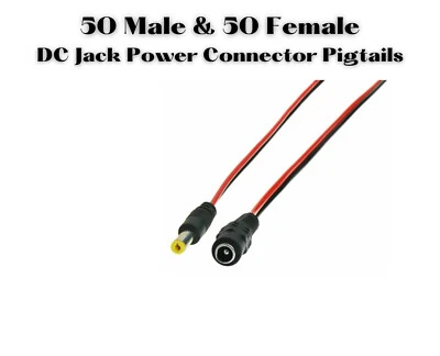 50 Male and 50 Female DC Power Connector 2.1mm x 5.5mm DC Plug Size - Image 1 of 4