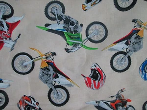 MOTOCROSS MOTORCYCLE HELMET DIRT BIKE RACING CREAM COTTON FABRIC FQ - Picture 1 of 6