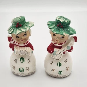 Vintage Christmas Snowman Women Japan Salt Pepper Shakers Norcrest Lefton Napco - Picture 1 of 13