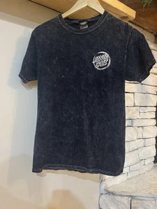 Camiseta Santa Cruz Skateboards Lavado Ácido Negra Pequeña Grande Logo Delantera Trasera Y2K - Imagen 1 de 6