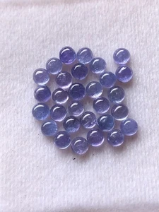 Natural Tanzanite Cabochon Gemstone, 4 mm Round 10 Pc Lot, Making For Jewelry. - Picture 1 of 4