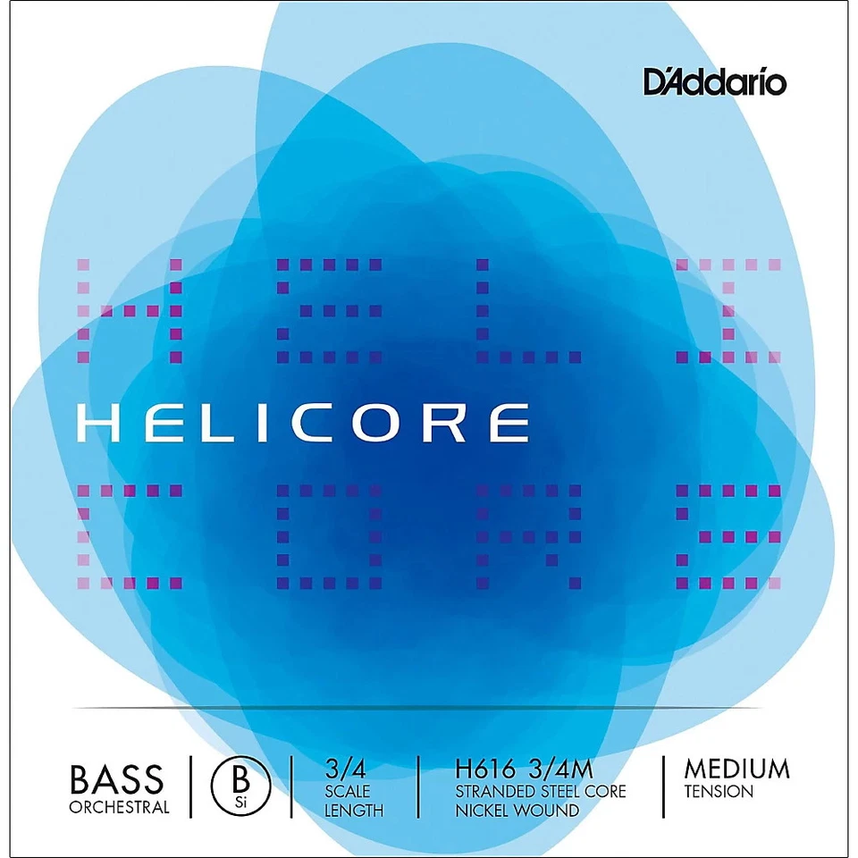 Helicore Orchestral Bass Low B Single String 3/4 Scale Medium Tension H616 3/4m