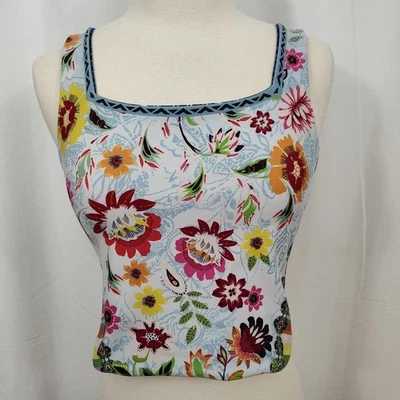 Regata esportiva Johnny Was arco-íris floral abelha ativa reversível feminina P/M - Imagem 1 de 4