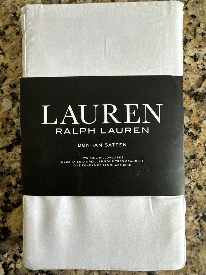 2 fronhas RALPH LAUREN DUNHAM CETIM BRANCO 300TC 100% algodão KING MSRP $50 - Imagem 1 de 3