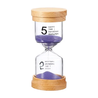 Temporizador de arena de 5 minutos, reloj de arena de madera para decoración de oficina, púrpura Foto 1 de 4