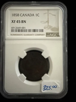 1858 Canada Large Cent - NGC XF 45 BN A2 - Image 1 of 3