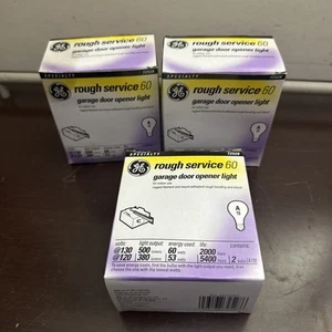 GE - Bombilla abridora de puerta de garaje de servicio áspero 60 W paquete de 3/2 bombillas cada una. Six Total - Imagen 1 de 4