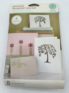 Martha Stewart Glittered Botanical Card Kit 8 Cards Envelopes Stickers New - Picture 1 of 4