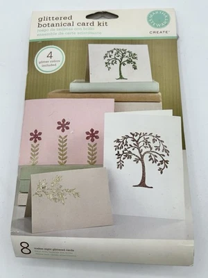Martha Stewart Glittered Botanical Card Kit 8 Cards Envelopes Stickers New - Image 1 of 4