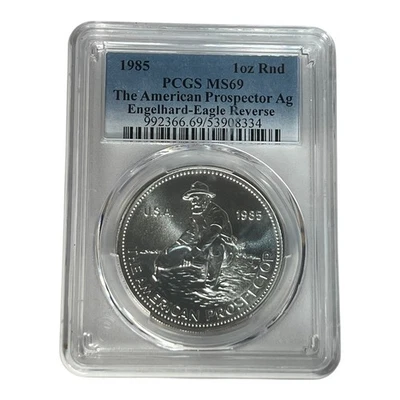 1987 Engelhard Prospector 1 oz Silver Round  • PCGS MS69 Fine Silver 7B - Image 1 of 2