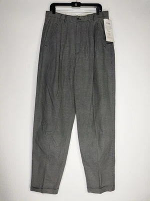 Gitano Size 36x33 Black White Pleated High Waist Cuffed Taper Leg Pants - Image 1 of 4