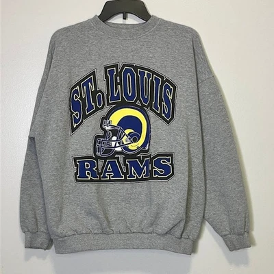 ST. LOUIS RAMS Crewneck Sweatshirt Gray Size XL Large Graphic Logo Front Hit - Image 1 of 4