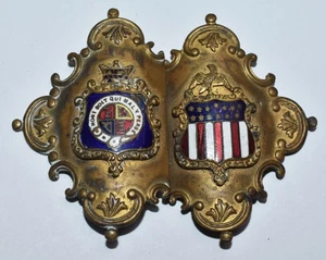 Reino Unido y Estados Unidos Orden de la Liga Latón y Esmalte Hebilla de Cinturón Antiguo Original  - Imagen 1 de 5