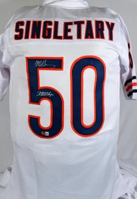 Camiseta deportiva Mike Singletary autografiada blanca estilo profesional con SB Champs - Beckett con holograma Foto 1 de 4