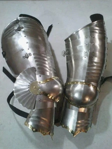 Medieval Leg Armor Legs Greaves German 15th Century Gothic Handmade Halloween - Picture 1 of 5