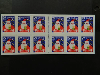 US SC# 2873a SANTA CLAUS MINT UNFOLDED BOOKLET PANE OF 12 SELF-ADHESIVE STAMPS - Image 1 of 2