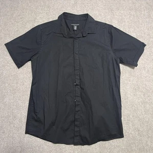 Structure Shirt Mens Large Black Short Sleeve Button Up Casual Collared Top - Picture 1 of 8