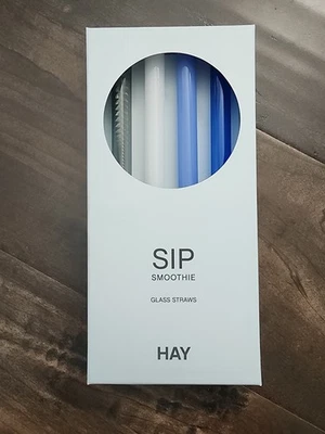 Juego de pajitas para beber batido de vidrio reutilizable ecológico hecho a mano HAY Foto 1 de 4