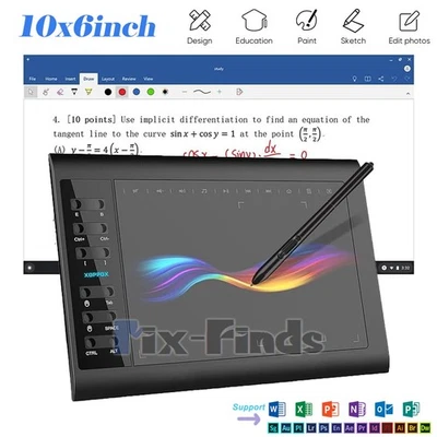 10x6" Tableta de Dibujo Digital Pantalla HD con Lápiz para Dibujar y Aprender US - Image 1 of 4