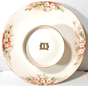 Piatto a strati vintage floreale Tressemaines & Vogt Limoges Chip & Dip dipinto a mano 9,5" - Foto 1 di 4