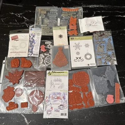 Огромный лот рождественских марок зажим резиновые штампы Санта снеговики олени и многое другое - Изображение 1 из 4