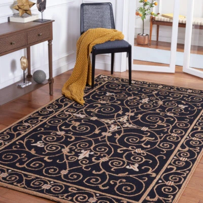 Alfombra negra enganchada a mano SAFAVIEH Chelsea Collection HK11A Foto 1 de 4