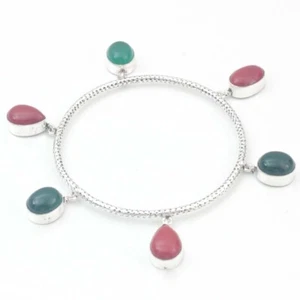 Emerald , Red Coral Gemstone Ethnic Bangle Bracelet Jewelry 60MM M8484 - Picture 1 of 2