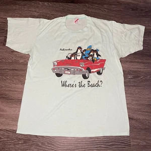 Vintage 80’s Nebraska Beach Surf T Shirt Size XL Single Stitch USA Penguins - Bild 1 von 8