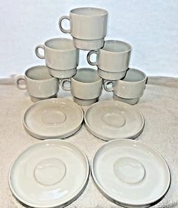 TREND PACIFIC BAUHAUS cups x6  and saucers x4 white Kenmochi mid century modern - Picture 1 of 19